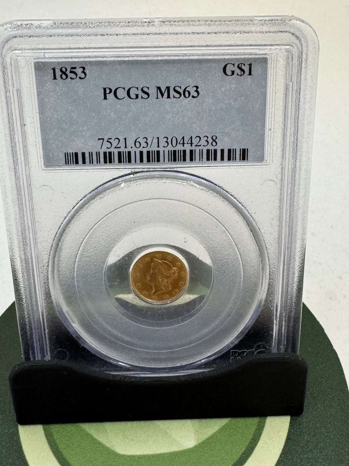 1853 G$1 Gold Dollar PCGS MS63