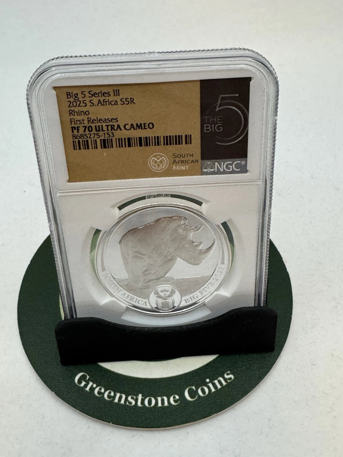 2025 South Africa 1-Oz Silver Big 5 III Rhino PROOF NGC PF70UC First Releases