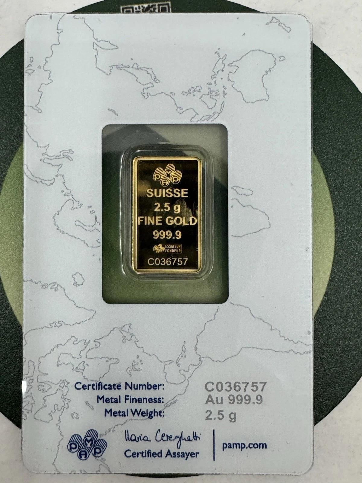 PAMP Suisse Rosa 2.5 gram .9999 Fine Gold Bar - Sealed Assay Card