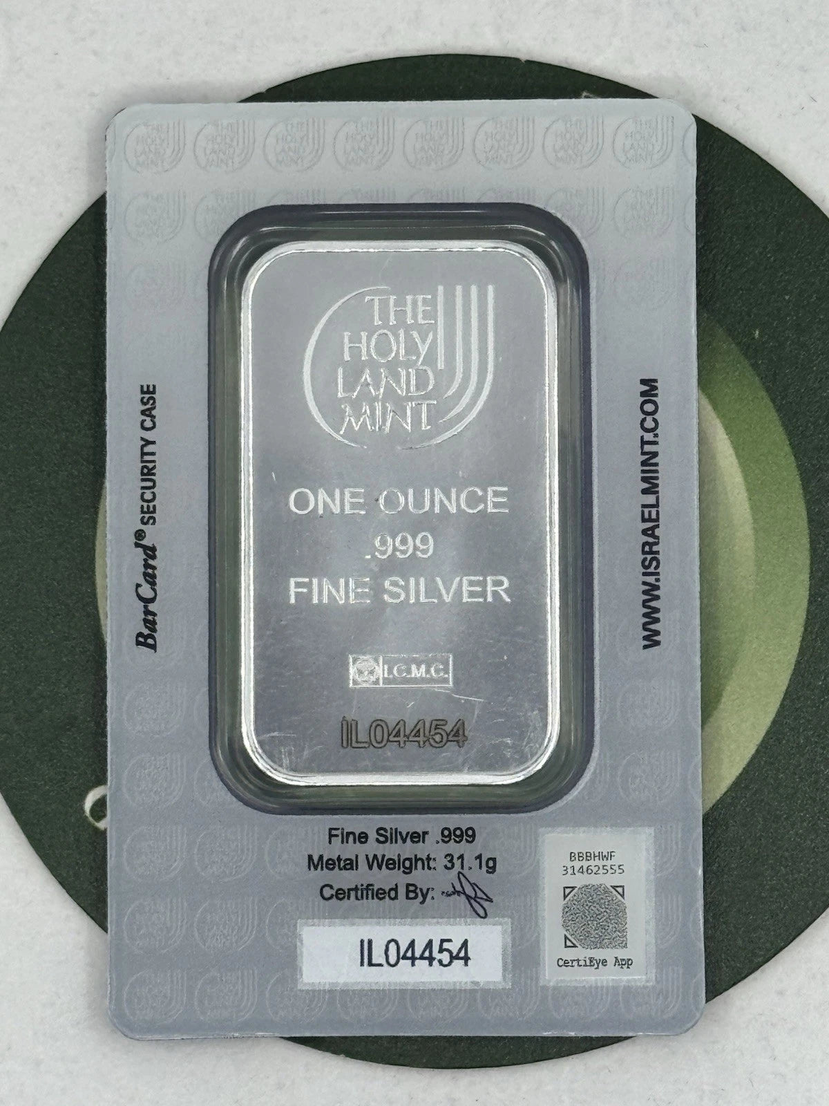 2025 Holy Land Mint Lion of Judah 1 oz Silver Bar In Assay Card