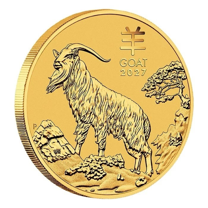 2027 Perth Mint Australia Gold Lunar Series III Year of the Goat 1/20 oz $5 - BU