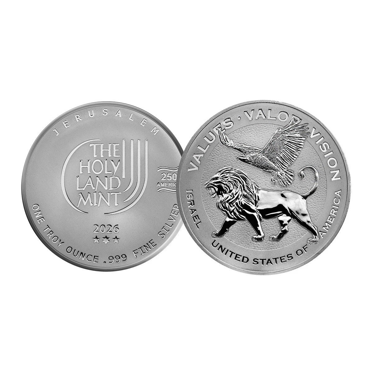2026 1 Oz .999 Holy Land Mint ISRAEL-USA Silver Bullion Limited Edition