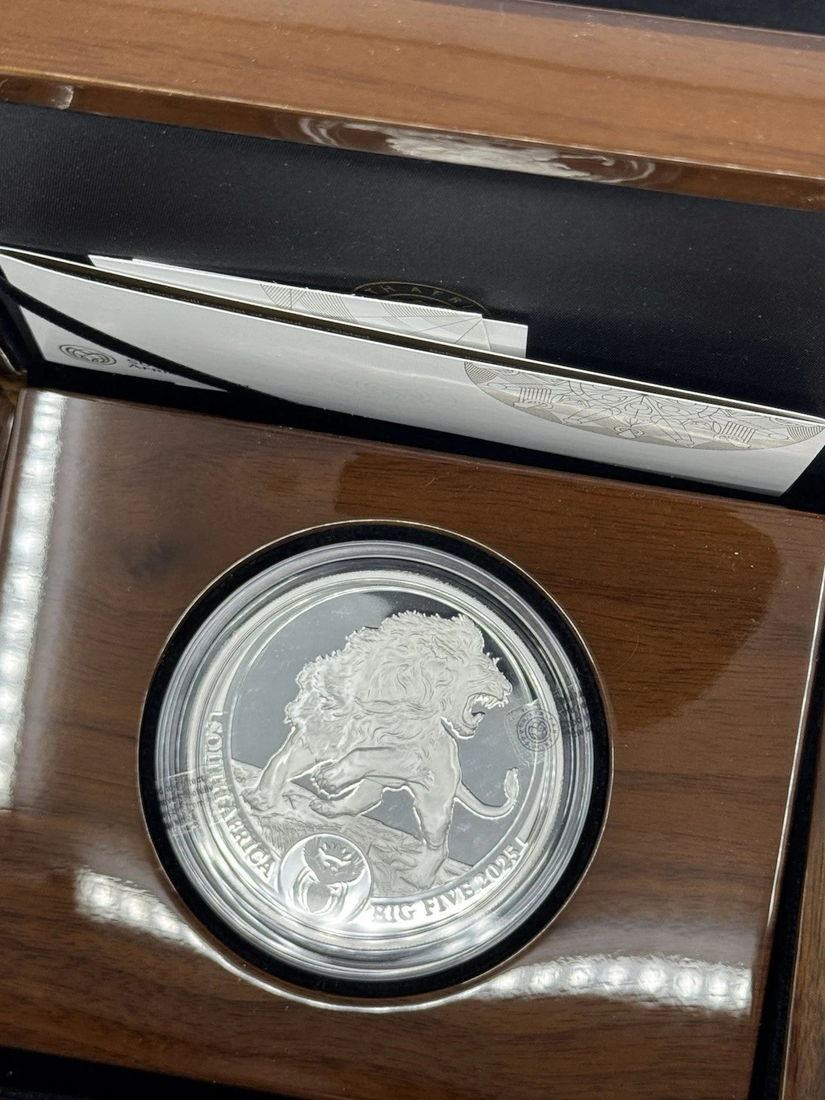 2025 5 oz South Africa Big Five Series III Lion .999 Silver PROOF Coin OGP, COA
