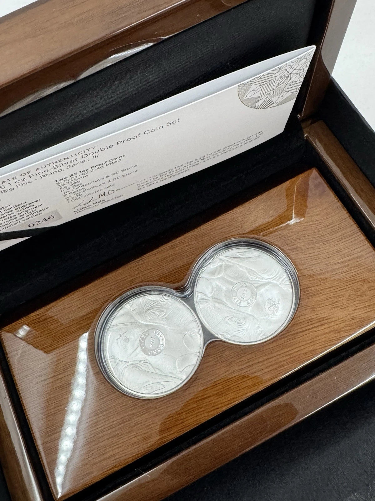 2025 South Africa 1-Oz Silver Big 5 III Rhino Proof 2-Piece Set