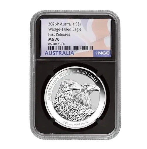 2026 Australia $1 1-Oz Silver Wedge-Tailed Eagle NGC MS70 First Releases Black