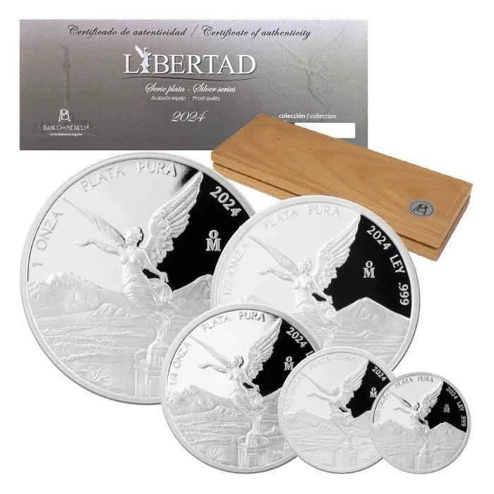2024 Mexico 5-Coin 1.9 Oz Libertad Silver Proof Set (Box &COA)