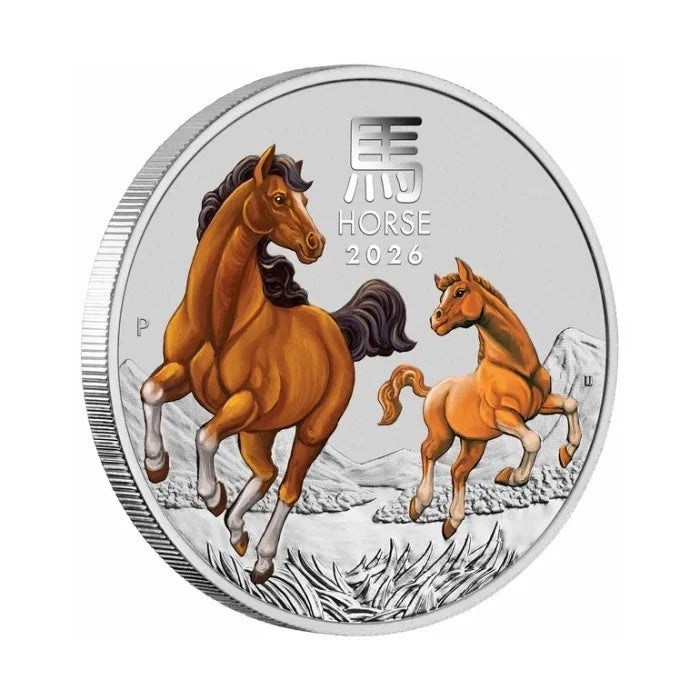 2026 Perth Mint Lunar Year Of The Horse 5oz 9999 Colorized Silver Coin InCapsule