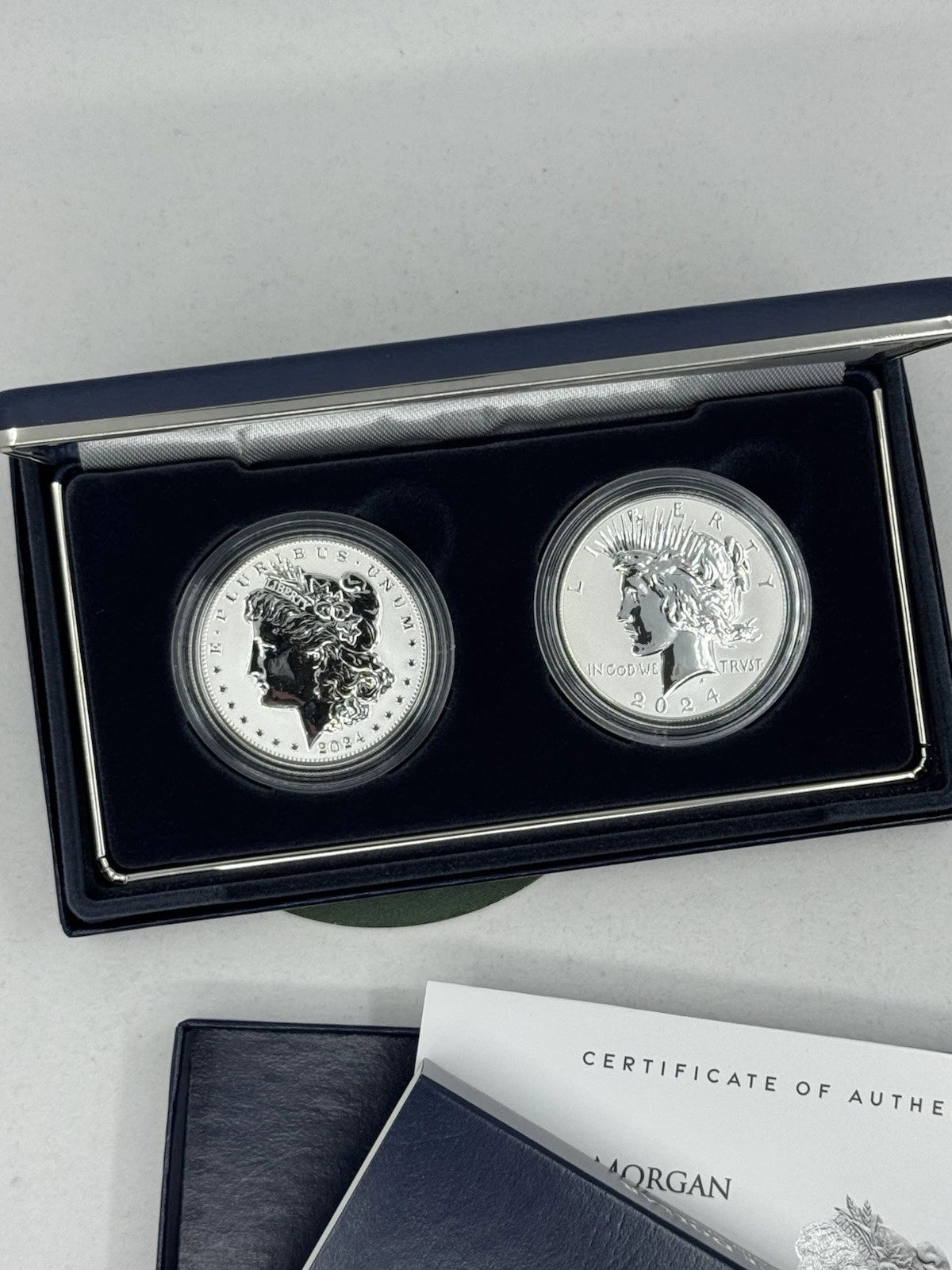 2024 Morgan and Peace Dollar Reverse Proof Two-Coin Set in OGP