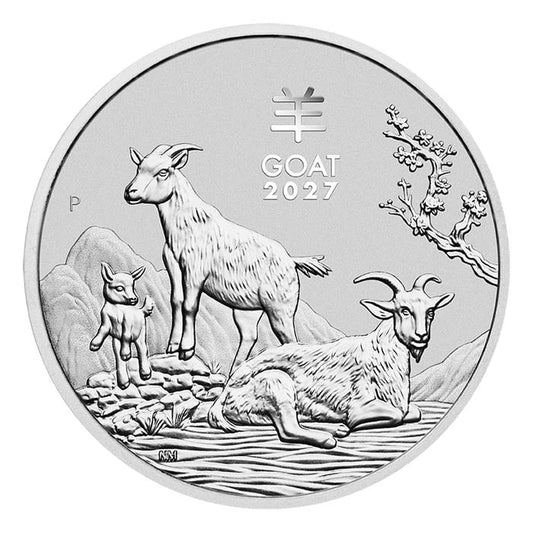 2027 1/2 oz Perth Mint Australia Lunar Year of the Goat Silver Coin BU In Stock
