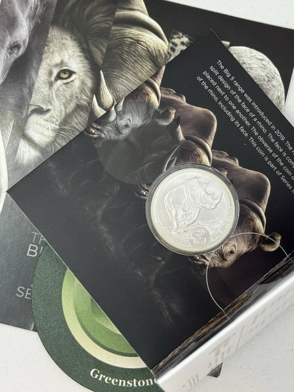 2025 1 oz South Africa Big Five Series III Rhino .999 Silver Coin OGP NEW ISSUE