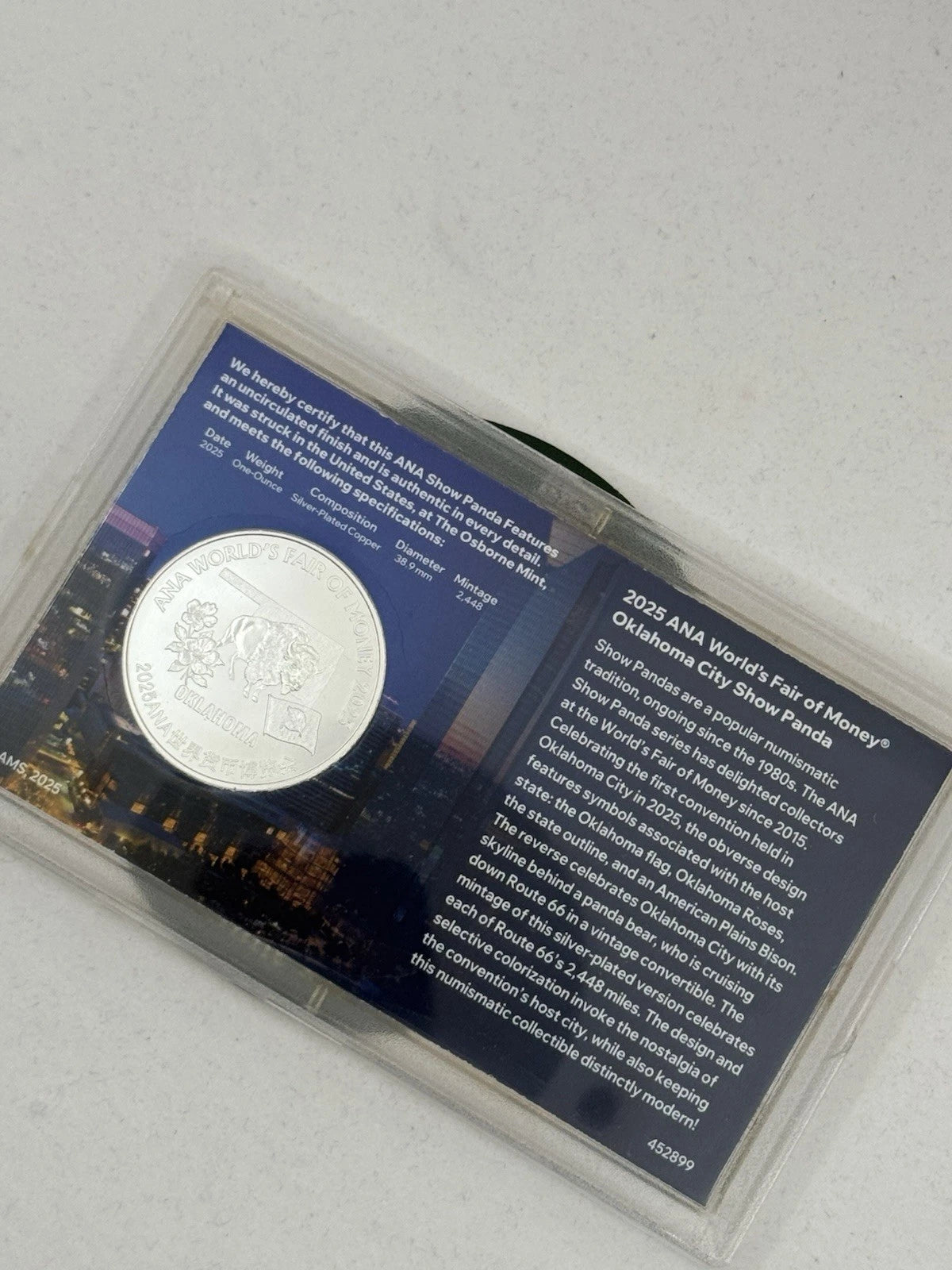 2025 China 1 oz COPPER ANA Show Colorized Panda W/Silver Plating BU