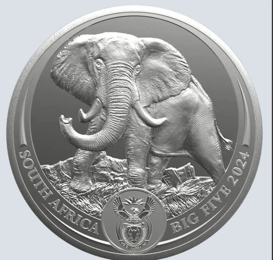2025 5 oz South Africa Big Five Series III Elephant .999 Silver PROOF Coin OGP