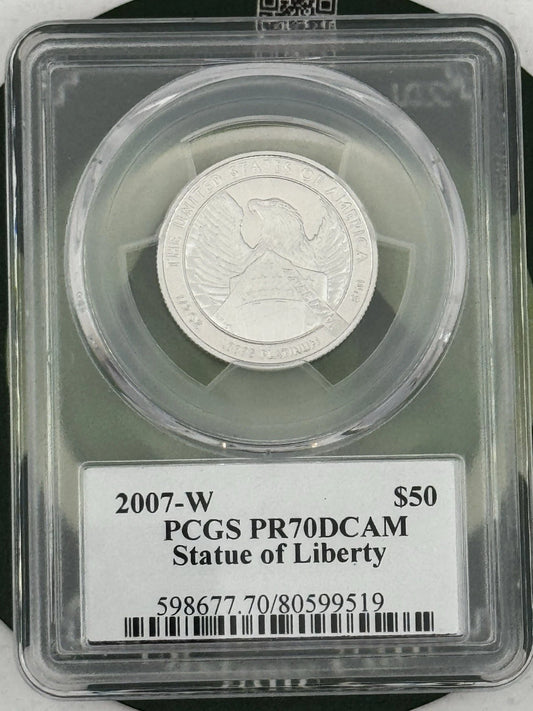 2007-W $50 1/2 Oz Platinum Eagle PCGS PR-70 DCAM Edmund C. Moy Label