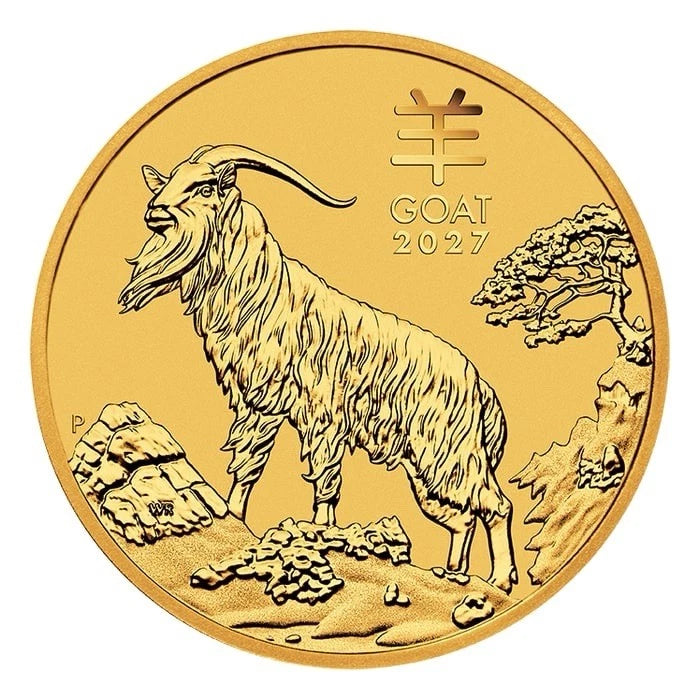 2027 Perth Mint Australia Gold Lunar Series III Year of the Goat 1/20 oz $5 - BU