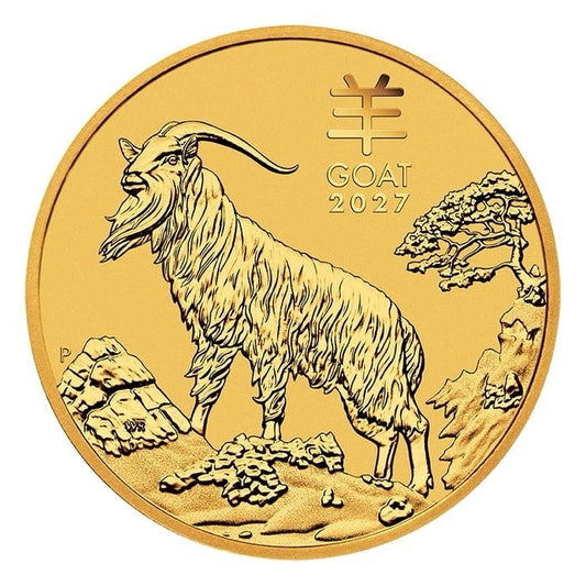 2027 Perth Mint Australia Gold Lunar Series III Year of the Goat 1/20 oz $5 - BU