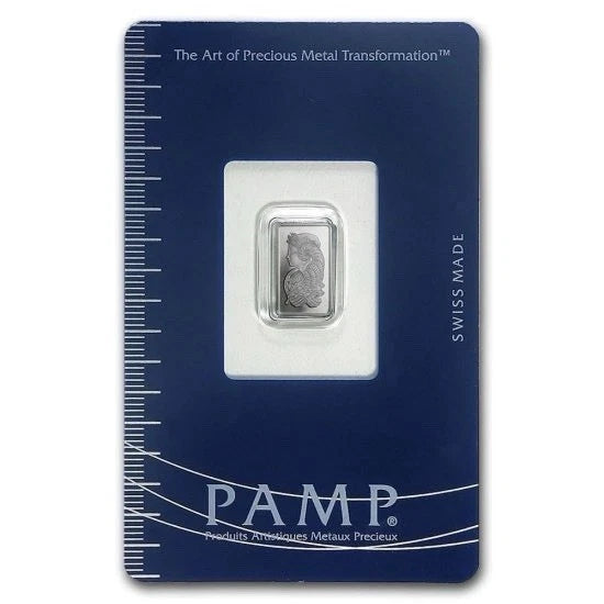 Pamp Suisse 1 gram Palladium Bar .9995 Fine Palladium - In Assay Card