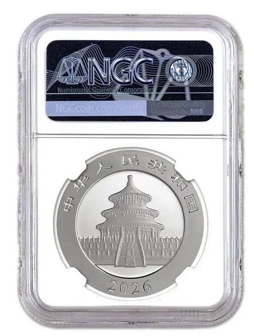 2026 China 30 Gram Silver Panda NGC MS70 FDI Shenzhen Mint With Gu Signature