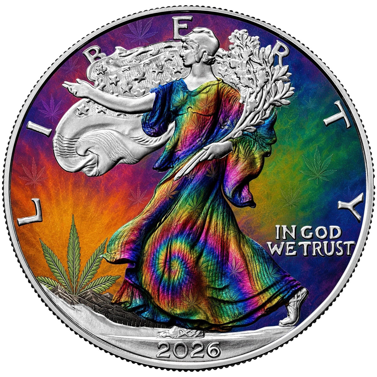 2026 American Silver Eagle Weed Edition 1 Oz Silver Coin $1