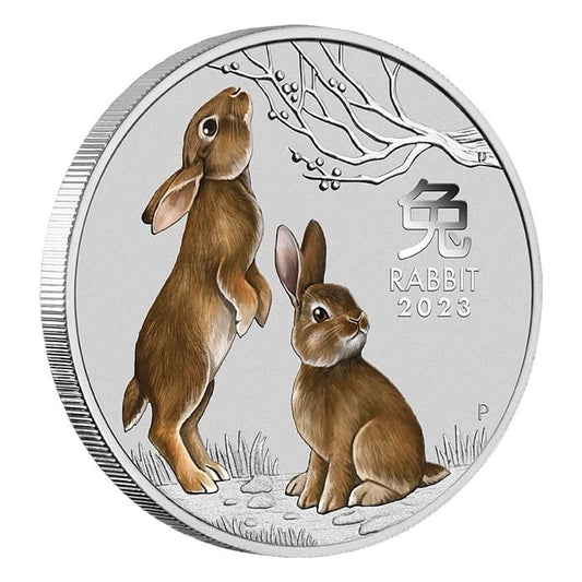 2023 1/2 oz 50 Cents Colorized Silver Lunar Year of The Rabbit Coin Perth Mint