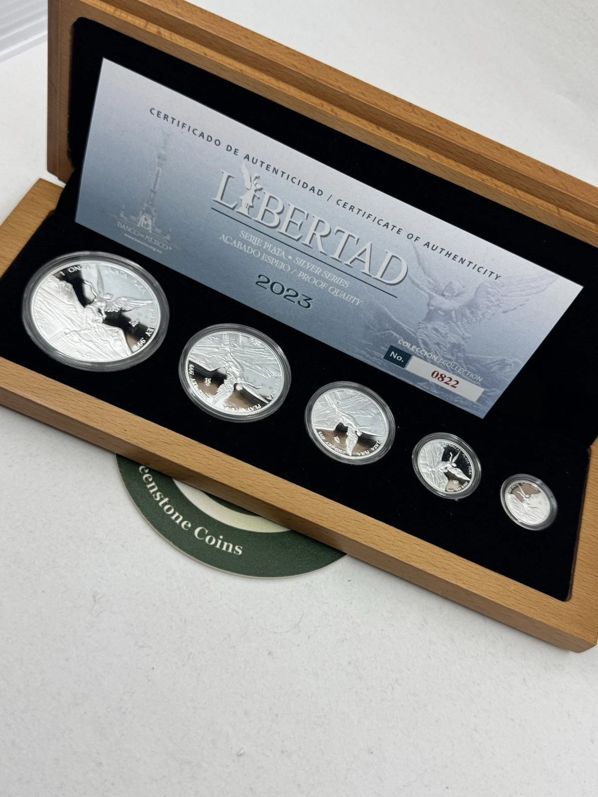 2023 Mexico 5-Coin 1.9 Oz Libertad Silver Proof Set (Box &COA)