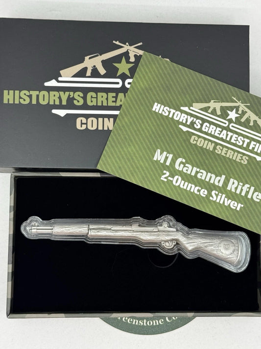 2025 Chad 10,000 Francs 2-oz Silver M1 Garand Rifle Antiqued Coin