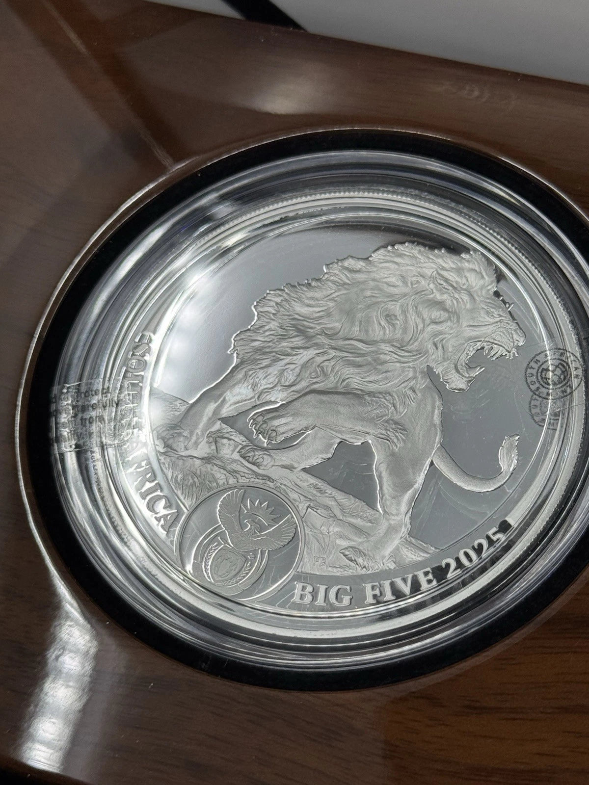 2025 5 oz South Africa Big Five Series III Lion .999 Silver PROOF Coin OGP, COA