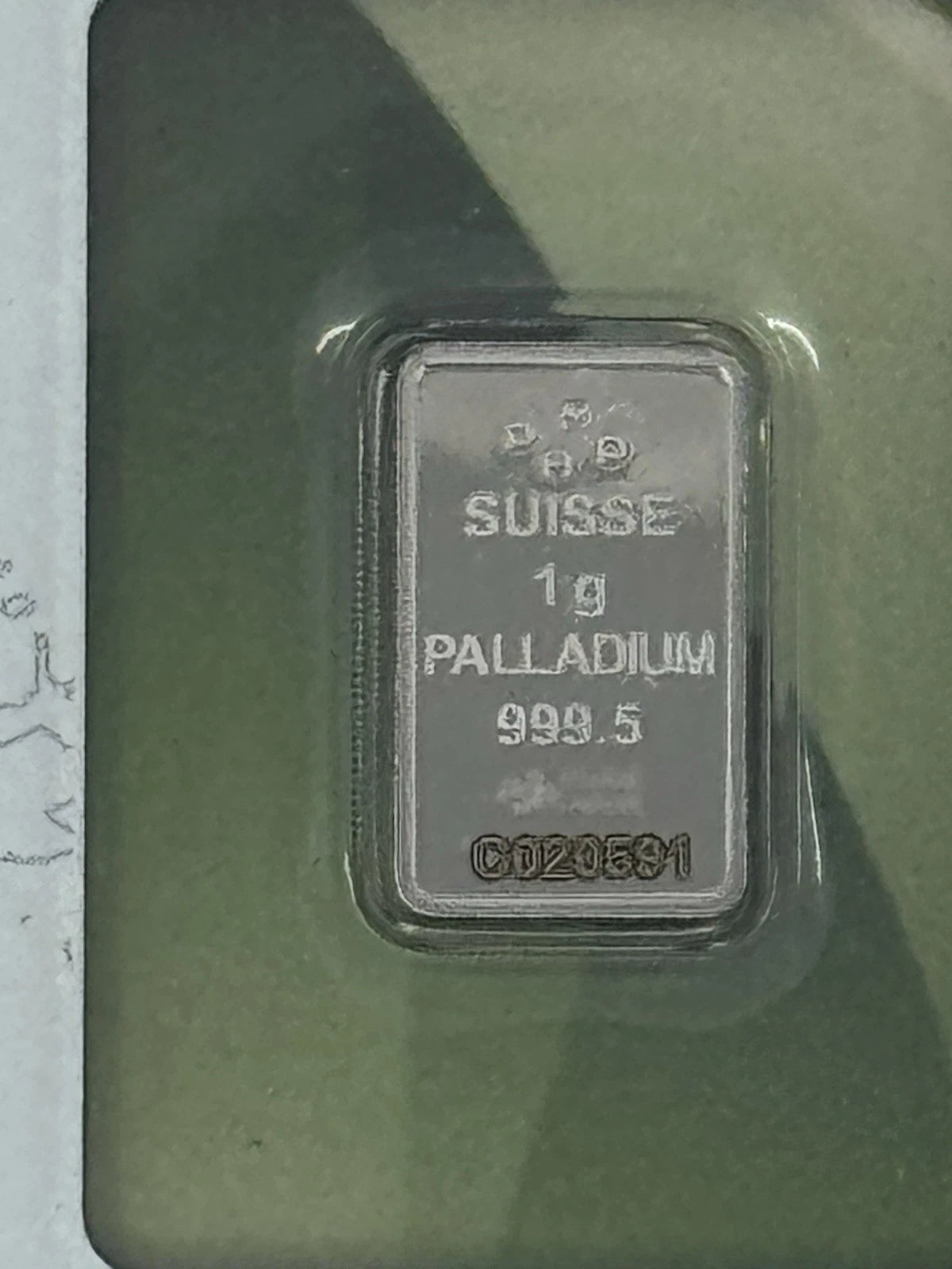 Pamp Suisse 1 gram Palladium Bar .9995 Fine Palladium - In Assay Card