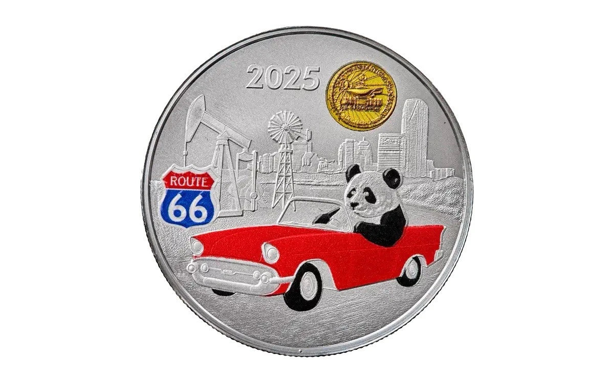 2025 China 1 oz COPPER ANA Show Colorized Panda W/Silver Plating BU