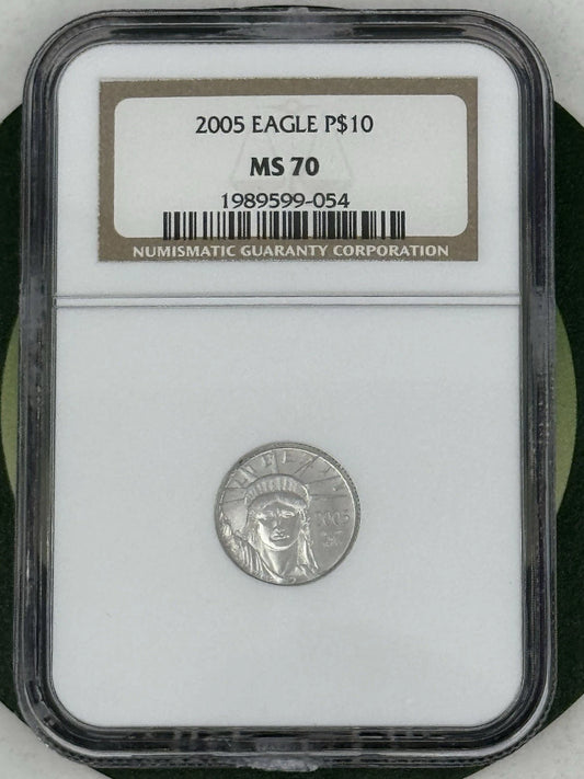 2005 $10 American Platinum Eagle 1/10 oz NGC MS70