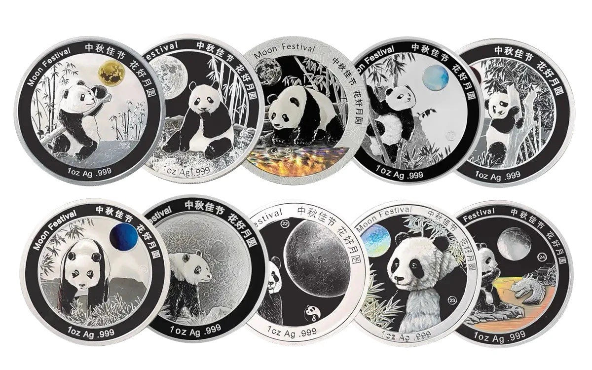 2025  1-Oz Silver Moon Festival Panda 10-Piece Legacy Proof Set (2015-2024 designs)