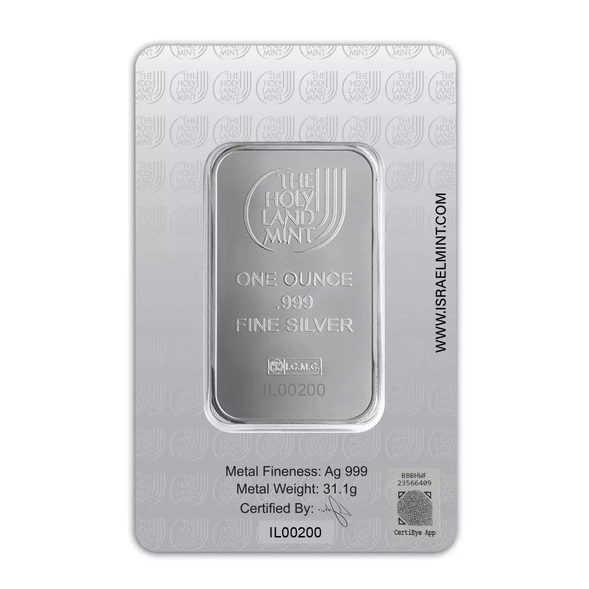 2025 Holy Land Mint Lion of Judah 1 oz Silver Bar In Assay Card