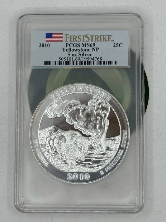 2010 Yellowstone America The Beautiful NGC MS69 First Strike 5 Oz Silver