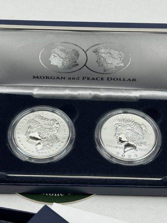 2024 Morgan and Peace Dollar Reverse Proof Two-Coin Set in OGP
