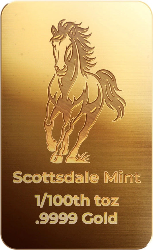 1/100 oz Scottsdale Horse Gold Bar