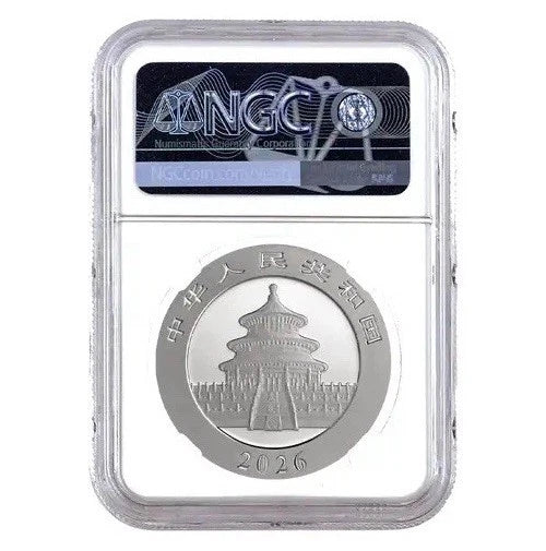 2026 China 30 Gram Silver Panda NGC MS70 First Day Of Issue W/Green Panda Label
