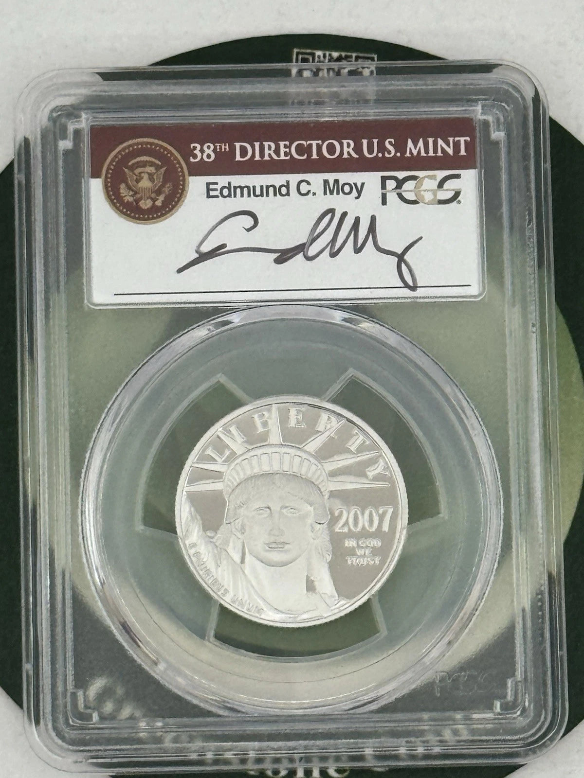 2007-W $50 1/2 Oz Platinum Eagle PCGS PR-70 DCAM Edmund C. Moy Label