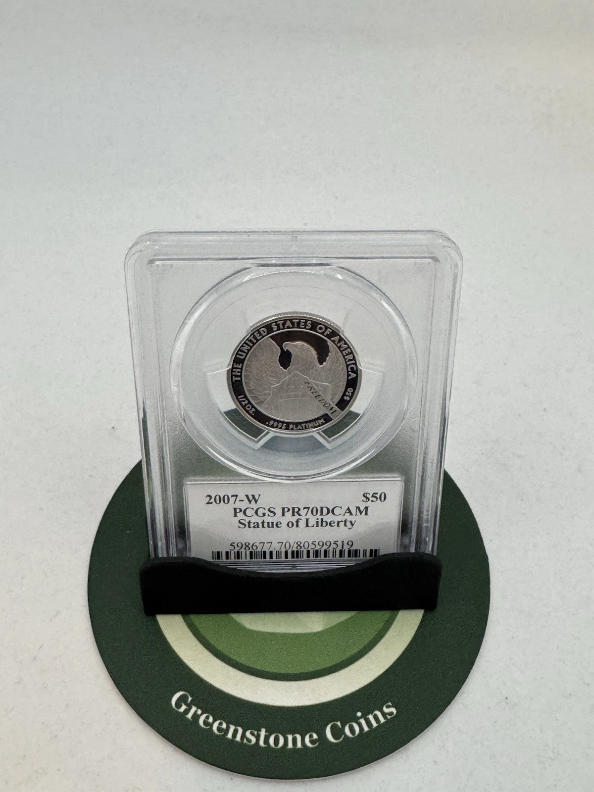 2007-W $50 1/2 Oz Platinum Eagle PCGS PR-70 DCAM Edmund C. Moy Label