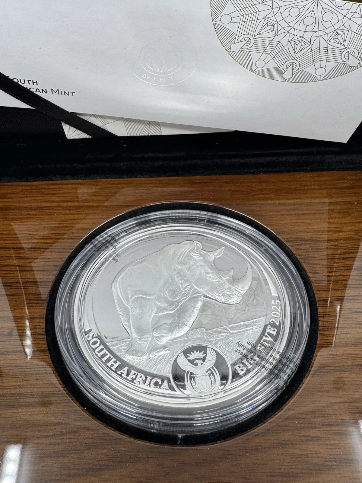 2025 5 oz South Africa Big Five Series III Rhino .999 Silver PROOF Coin OGP, COA