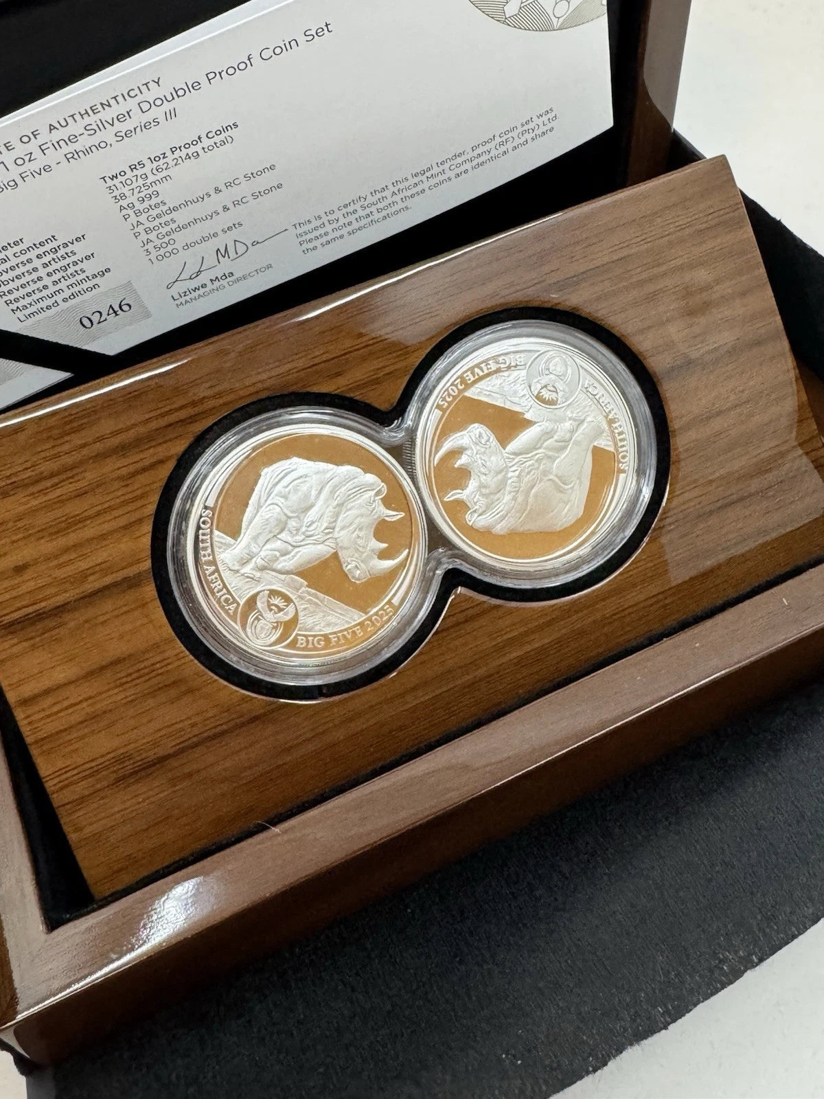 2025 South Africa 1-Oz Silver Big 5 III Rhino Proof 2-Piece Set