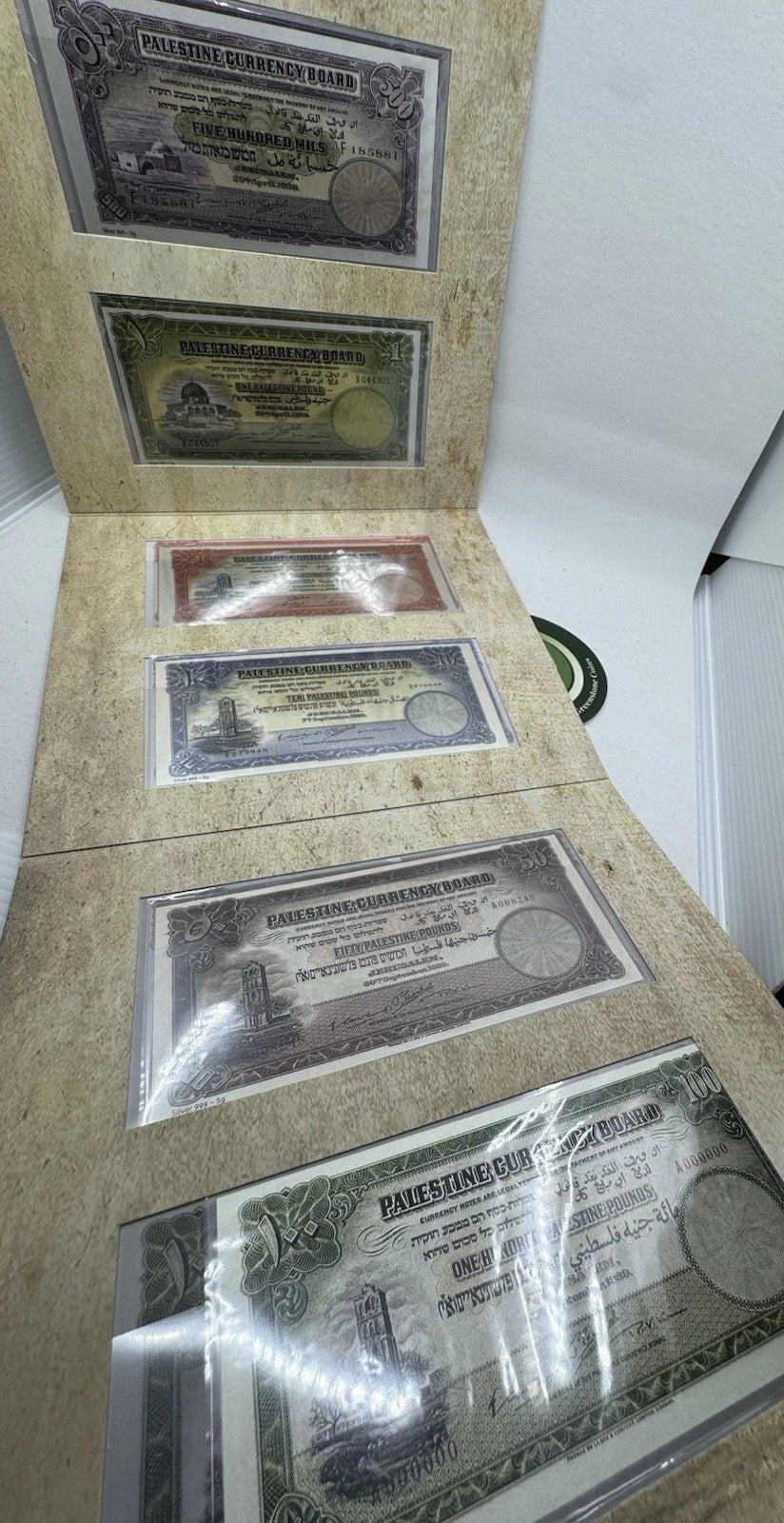 Holy Land Mint Palestine Currency Board 1st Series .999 Silver Note Set (6x5g)
