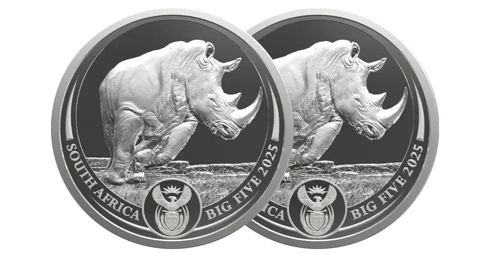 2025 South Africa 1-Oz Silver Big 5 III Rhino Proof 2-Piece Set