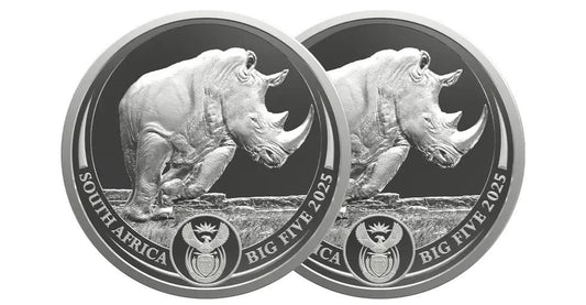 2025 South Africa 1-Oz Silver Big 5 III Rhino Proof 2-Piece Set