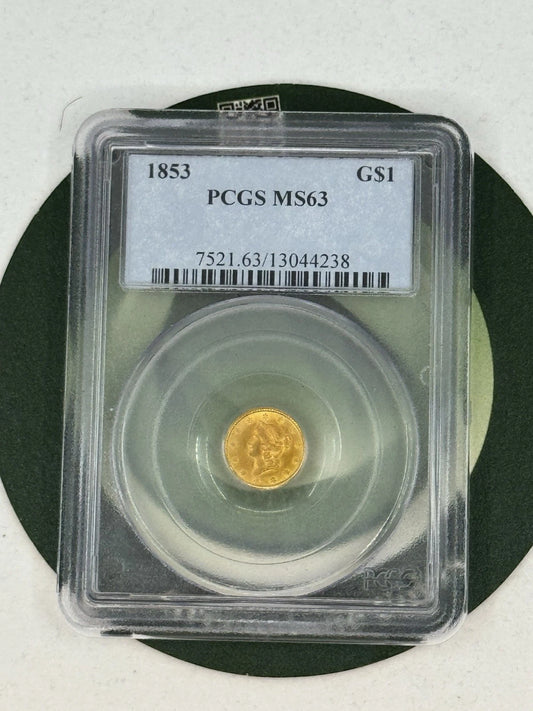 1853 G$1 Gold Dollar PCGS MS63