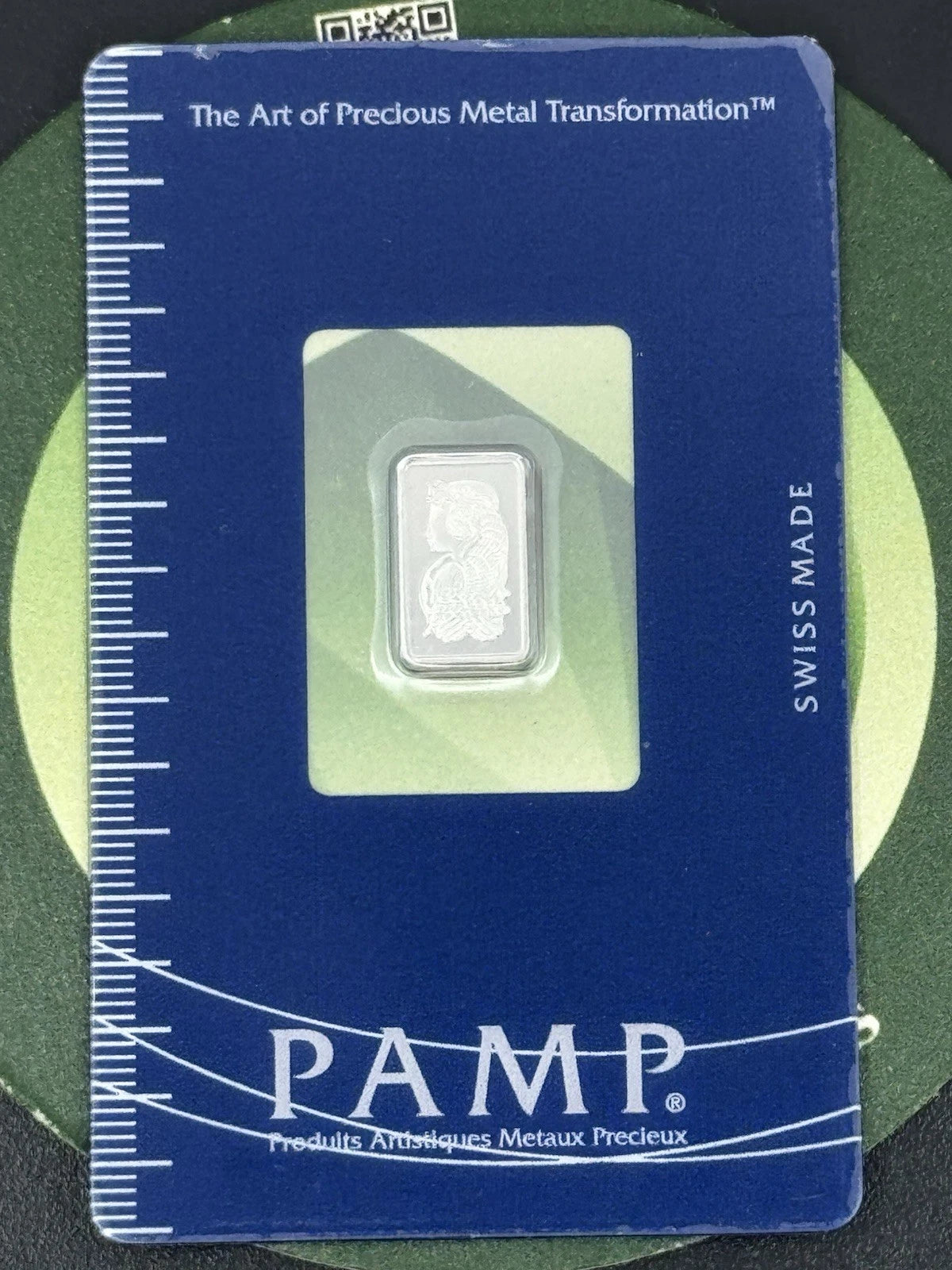 Pamp Suisse 1 gram Palladium Bar .9995 Fine Palladium - In Assay Card